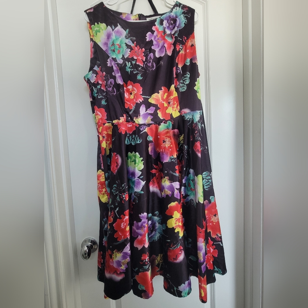 Grace Karin Black Floral Fit & Flare